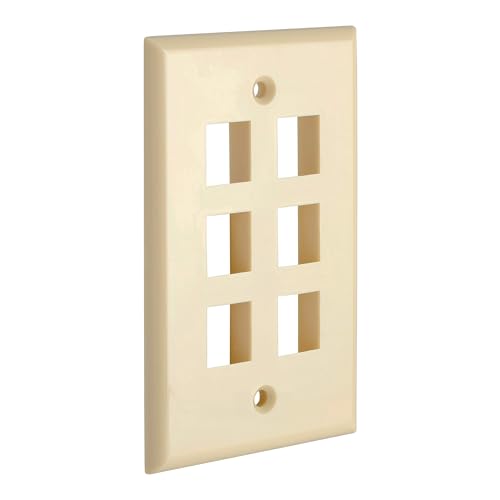 Cmple - 6 Port Keystone Wall Plate 1 Gang Wall Plate with Standard Size Ethernet Wall Plate Keystone Jack Insert Wall Plates - Ivory - color: 6 Port Ivory, size: Single