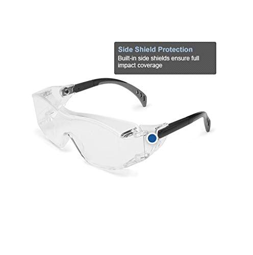 Gateway Safety 6980 Cover2 Safety Glasses Protective Eye Wear - Over-The-Glass (OTG), Clear Lens, Black Temple - color: Clear, size: 1 Pair
