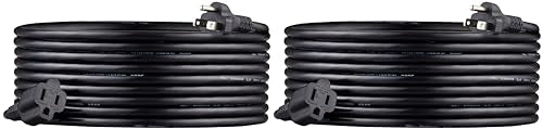 Amazon Basics 3-Prong Extension Cord for Indoor Use, 13 Amps, 125V, 16 AWG, 20 Foot, Black, 2-Pack - color: Black, size: 20 Ft, style: 2-Pack