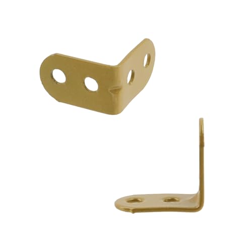 Wealrit 20 PCS L Shape Bracket Corner Braces Gold Right Angle Brackets, Wood Furniture Fastener with Screws for Cabinet Chair Drawer Length- 1.1" - size: 1.1"