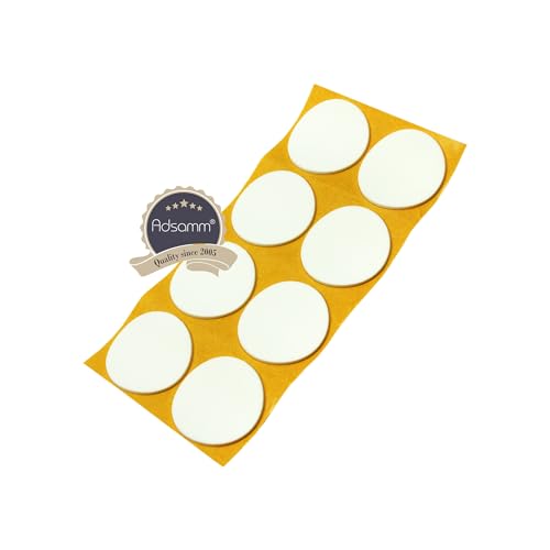 Adsamm® / 8 x self-Adhesive Anti-Slip Pads/White/Ø 1.97 in (Ø 50 mm) / Round/Stick-on Non-Slip EPDM Rubber Pads/Furniture Protective Pads