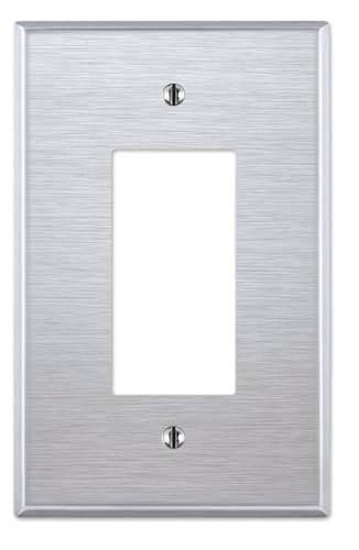 OVERSIZED 1 Gang Stainless Steel Wall Plate - Switch Plate for Decorator Rocker Style Light Switches, GFCI, Electrical Plug Outlets, Brushed Satin Finish, Made in USA, UL Listed, 5.5" x 3.5" - color: 1 Gang Decorator
