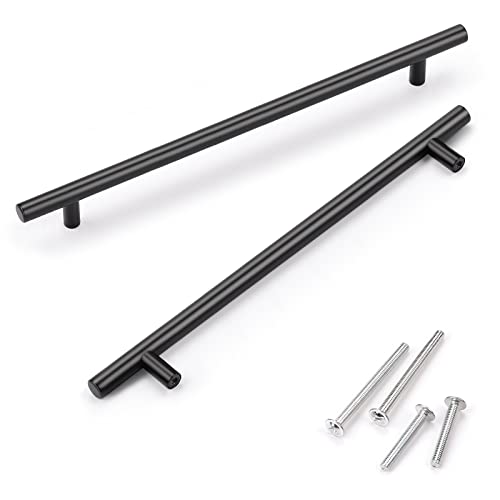 KNOBWELL 6 Pack 8-4/5" Matte Black Cabinet Pulls Stainless Steel Kitchen Cabinet Handles Drawer Pulls - color: Black, size: 8 4/5inch(224mm)