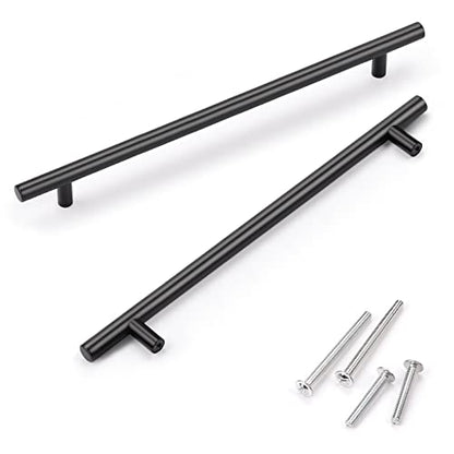 KNOBWELL 6 Pack 8-4/5" Matte Black Cabinet Pulls Stainless Steel Kitchen Cabinet Handles Drawer Pulls - color: Black, size: 8 4/5inch(224mm)