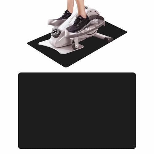 Non-Slip Elliptical Machine Mat - Durable Workout Mat for Under Desk Ellipticals, Seated Foot Pedal Exercisers, Floor Protection & Stability for Home Gym Equipment (23.7" x 15.9") - color: Black