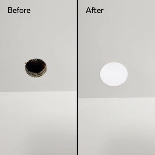 RUBBER BOND 2-Pack Ceiling Cover Plate Wall Hole Cover - 7-inch Round Self-Adhesive Plate for Ceilings or Wall - White - color: White