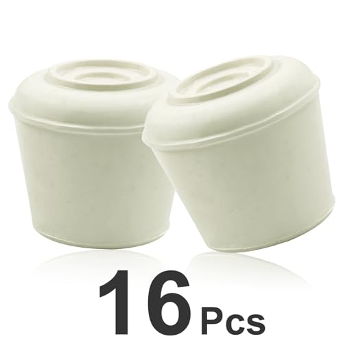 16pcs 3/4 Inch Round Chair Leg Tips Caps, Non-Slip Rubber Chair Leg Floor Protectors, White Furniture Leg Caps Fit for 0.7"-0.75" (18-19mm) Diameter Round Feet - size: 3/4 Inch-White