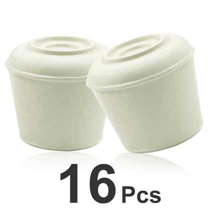 16pcs 3/4 Inch Round Chair Leg Tips Caps, Non-Slip Rubber Chair Leg Floor Protectors, White Furniture Leg Caps Fit for 0.7"-0.75" (18-19mm) Diameter Round Feet - size: 3/4 Inch-White