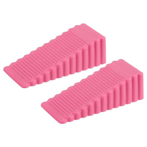 uxcell 2 Pcs Door Stoppers for Bottom of Door, 28mm/1.10 Inch Door Stops, Rubber Door Stopper Wedge Anti Slip, Window Stopper Door Stackable, Pink - color: Pink, size: 1.1-inches