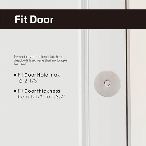 Door Knob Cover, 2-5/8" Diameter Solid Steel Deadbolt Cover Plate, Hole Filler Plate for Door Handle (1, Satin Nickel) - color: Satin Nickel