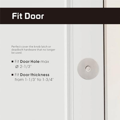 Door Knob Cover, 2-5/8" Diameter Solid Steel Deadbolt Cover Plate, Hole Filler Plate for Door Handle (1, Satin Nickel) - color: Satin Nickel