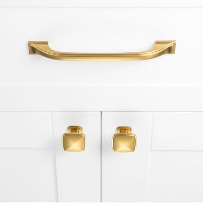 Brushed Gold Cabinet Knobs Gold Drawer Knobs, 10 Pack 1-1/4 Inch, 1990 Square Single Hole Cabinet Pulls for Kitchen Cabinets Drawers Bedroom Dresser Cupboard Bathroom Vanity - color: Brushed Gold, size: 1-1/4 Inches, style: 10 Pack Square Knob