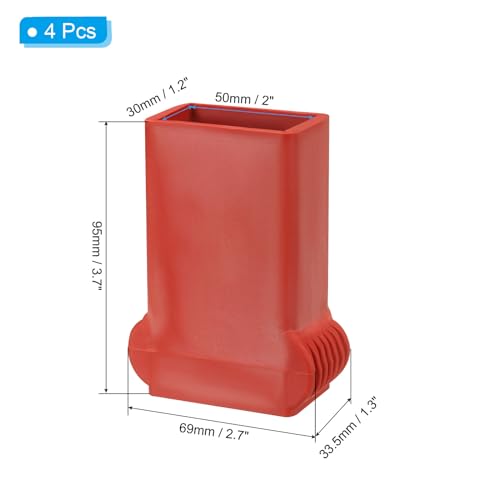 PATIKIL Step Ladder Foot Mat, 4 Pack Herringbone Ladder Feet Cover Non-Slip Rubber Cap Ladder Hat Accessories Replacement for Ladder Protection, Red