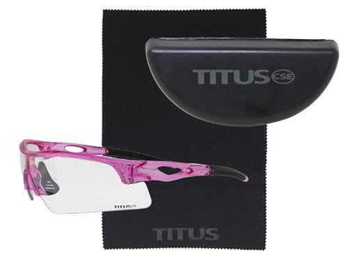 TITUS G20 All Sport Safety Glasses Shooting Eyewear Motorcycle Protection ANSI Z87+ Compliant - color: Pink Frame - Clear Lens - With Fitted Hard Case