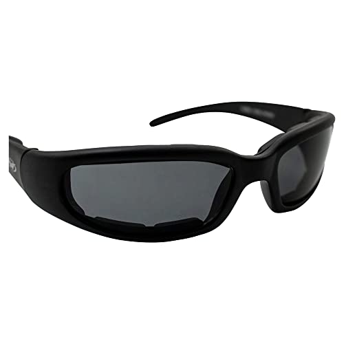 Global Vision Chicago Padded Riding Motorcycle Sunglasses For Men & Women Black w/Smoke Lens Safety - color: Smoke