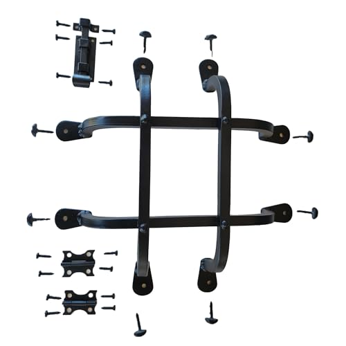 The Rustic Express Speak - Easy Gate Hasp Latch and Decorative Gate Hinges Kit with Screws for Door Hardware 11-1/4” x 11-1/4" - size: Kit 11-1/4” x 11-1/4"