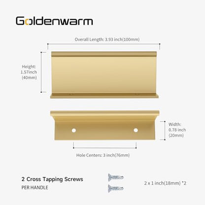 Goldenwarm 5 Pack Gold Finger Edge Pulls Drawer Finger Pulls Champagne Gold Kitchen Hardware Handles Bedroom Dresser Drawers,3in Hole Center - color: Matte Gold, size: 3in(76mm) Hole Centers