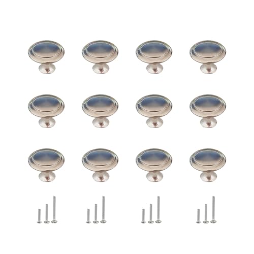 12 Pack Kitchen Cabinet Knobs, Dresser Drawer Knob with Screws, Round Cabinet Knobs, Round Drawer Knob (Silver) - color: Silver