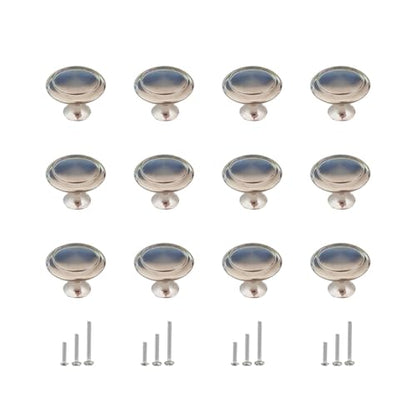 12 Pack Kitchen Cabinet Knobs, Dresser Drawer Knob with Screws, Round Cabinet Knobs, Round Drawer Knob (Silver) - color: Silver