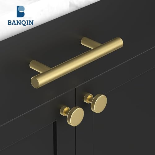 50 Pack Gold Cabinet Knobs and Pulls - Round Drawer Knobs, Brushed Brass for Kitchen Cabinets - color: Brushed Brass, size: 50 Pack