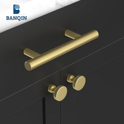 50 Pack Gold Cabinet Knobs and Pulls - Round Drawer Knobs, Brushed Brass for Kitchen Cabinets - color: Brushed Brass, size: 50 Pack