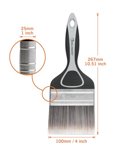 ROLLINGDOG 4 Inch Large Paint Brush- Medium Stiff Paint Brush for Smooth Surfaces,Wall Paint,Ceiling,Blinds,Large Surface Areas(100mm) - color: Medium Stiff Paint Brush 100mm