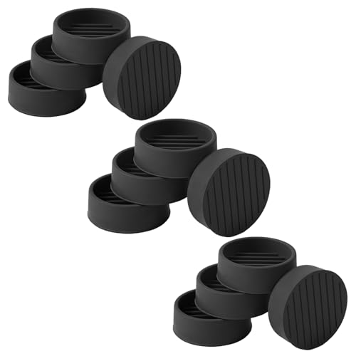 1.5x1.5 Round Rubber Furniture Caster Cups, Anti-Sliding Furniture Pads Bed Stopper Floor Protectors with Grip - Protect Any Flooring - size: 12 Pcs Black