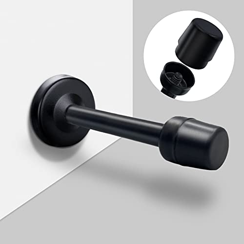 Door Stoppers, Long Door Stops 5 Inch(120mm) Black Door Stopper Stainless Steel with Mute Rubber Tips Wall Mount Decorative Doorstops Holder for Bathroom Office - color: Black, size: 5 inch X 1 pack