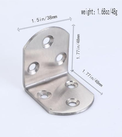4 Pack Flat Mending Plate for Wood, Stainless Steel Straight Brackets Flat Repair Fixing Wood Brace Joining Plates Connector with Fixing Screws (8, L-Shaped Bracket 1.5*1.77*1.77in) - size: L-Shaped Bracket 1.5*1.77*1.77 in