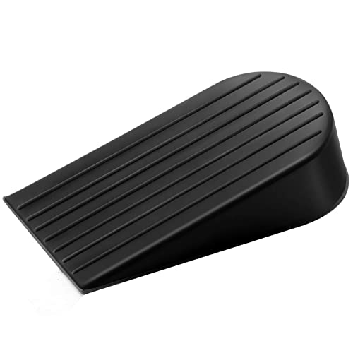 Crosize Black Extra Large Door Stopper, High 1.9 Inches Big Door Stop for Floor Rubber Doorstop Wedge, Door Gaps and Prevent The Lock-Outs, Floor Sturdy Door Stops for Heavy Duty Bottom of Doors - color: Black, size: Big 1 Pack