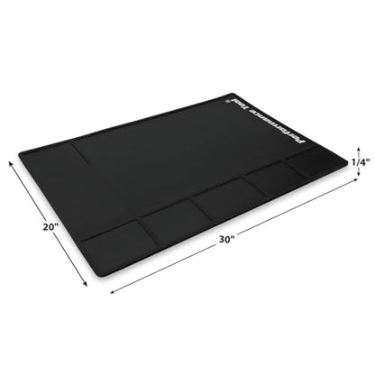 Performance Tool W88960 Heavy Duty 1/4-in Thick Rubber Work Mat: 30x20-in Size, Made of 100% Recycled Rubber, Parts Organizer, Extra Thick for Work Surface Protection in The Home or Garage, Black