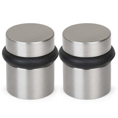 Mega Handles Floor Door Stopper, Quickly Installed Wall Protector, Wall Protectors from Door Knobs, Floor Door Stop with Mounting Hardware Included - Satin Nickel - 1.5 Inch - color: Satin Nickel, size: 2 Pack