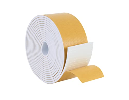 High Density Foam Weather Stripping Door Seal Strip Insulation Tape Roll for Insulating Door Frame, Window, Air Conditioner | Self Adhesive Sealing Weatherstrip (2 in x 1/8 in x 10 Ft, White) - color: White, size: 2 in X 1/8 in X 10 Ft