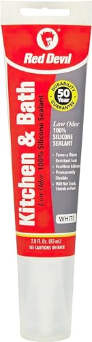 Red Devil 0883 Kitchen & Bath Low Odor Silicone Sealant, 2.8 Oz Squeeze Tube, White, Pack of 12 - color: White, size: 2.8 Oz., style: 12 - Pack