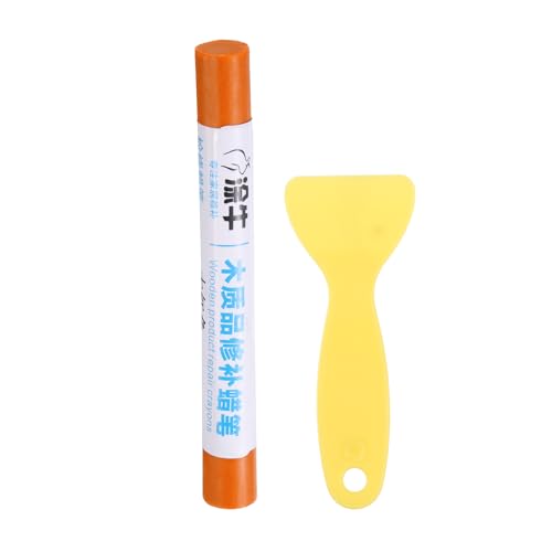 HARFINGTON Wood Filler Sticks Wood Furniture Scratch Repair Filler Sticks Furniture Touch Up Markers with Yellow Scraper for Wood Holes Wood Floor Table Door Cabinet, Orange - color: Orange