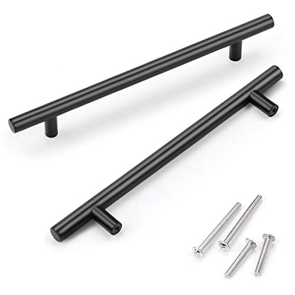 KNOBWELL 6 Pack 6-3/10" Black Cabinet Pulls and Handles, Matte Black Dresser Drawer Pulls Kitchen Cupboard Handles, 8-4/5" Overall Length - color: Black, size: 6 3/10inch(160mm)