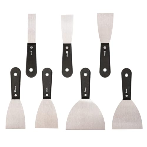 7Pcs Putty Knife Set, Stainless Steel Drywall Tools Spackle Knife and Paint Scraper Tool for Repair, Professional Drywall Knife Set Taping Knife for Spreading Mud, Taping,Repairing Wall Scraper