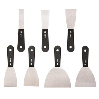 7Pcs Putty Knife Set, Stainless Steel Drywall Tools Spackle Knife and Paint Scraper Tool for Repair, Professional Drywall Knife Set Taping Knife for Spreading Mud, Taping,Repairing Wall Scraper