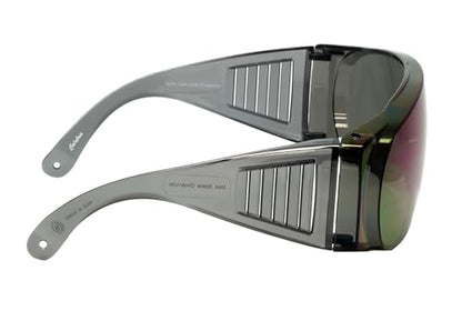 Calabria Fit Over Safety Glasses | Polarized Sunglasses Over Glasses | Wrap Around Anti-Fog | Scratch Resistant | Unisex - color: Blue