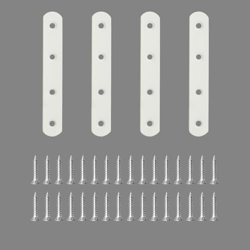 Alise Stainless Steel Flat Plates - 5 Inch Mending Plate Flat Brace Heavy Duty Straight Brackets for Wood, Board, Bed Frame, Furniture Shelves, Furniture Connector Repair Fixing Joint,White - color: White, size: 5 Inch