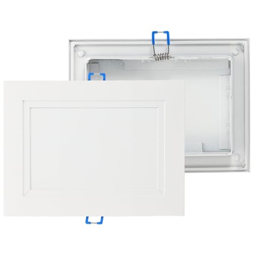 uxcell Square Ceiling Cover Plate, Recessed Lights Hole Trim Plate Wall Hole Spring Mount Decorative Flat Cap Access Panel for Ceiling or Wall 6x8 Inch Openings, Matte White - size: Fits: 6x8inch(150x200mm)