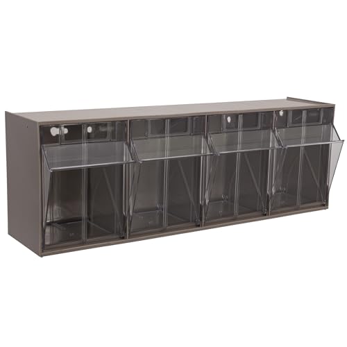 Akro-Mils TiltView Plastic Storage Cabinet with 4 Tilt Out Bins, Horizontal Plastic Parts Organizer, Teacher Toolbox, and Office Supply Organizer, 23-5/8" W x 8-3/16" H x 6-3/4" D, Mocha Raspberry - color: Mocha Raspberry, style: 4 Drawers