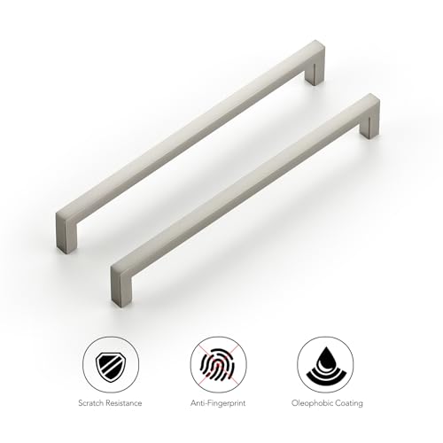 Ravinte 10 Pack Solid 7-1/2 Inch Center to Center Slim Square Bar Dresser Drawer Handles Kitchen Cabinet Handles Brushed Nickel Drawer Pulls Kitchen Cabinet Hardware Pulls - size: 7-1/2" Hole Center
