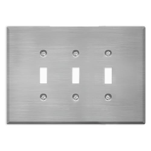 3-Gang Oversized Toggle Switch Stainless Steel Wall Plates – 5.5" x 7.5" Decorative Covers for Outlets, Switches, and Rotary Dimmers | 3-Gang Oversized Toggle Switch Faceplate - color: Toggle Switch, size: 3 Gang