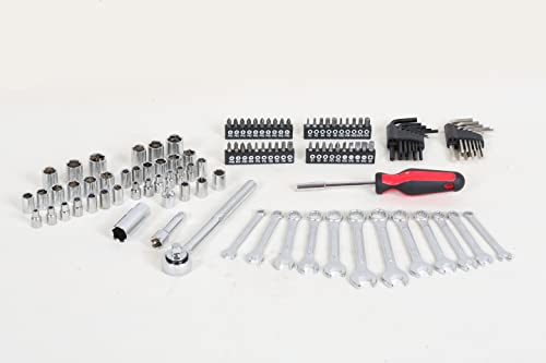 MECHMAX 121 Piece Mechanic Tool Set, 1/4 & 3/8 Inch Drive Metric & Standard Socket Wrench Kit, for General, Home, Car, Mechanics, Automotive Repair Tool Kit and as A Gift - style: 121 Piece