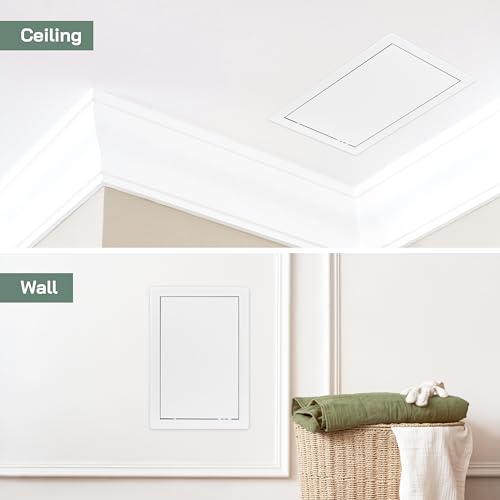 Vent Systems White ABS Plastic Access Panel 8 x 12 Inch (Cut-Out) - Access Panel with Door for Drywall, Wall, Ceiling - Electrical & Plumbing Service Inspection Door - Wall Hole Cover for Indoor Use - size: 8 X 12 Inch / 200 X 300 Mm