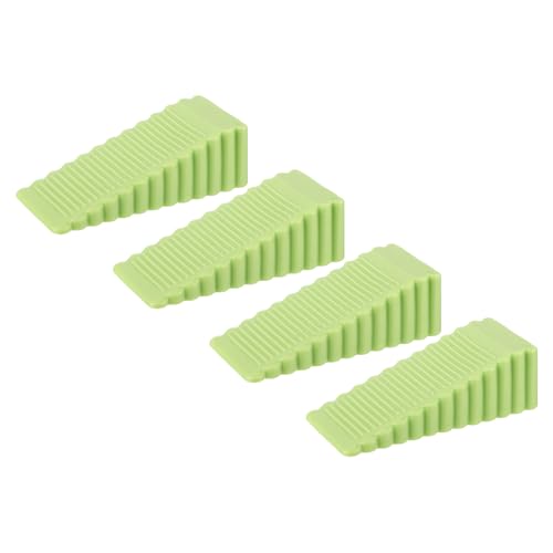 uxcell 4 Pcs Door Stoppers for Bottom of Door, 28mm/1.10 Inch Door Stops, Rubber Door Stopper Wedge Anti Slip, Window Stopper Door Stackable, Green - color: Green, size: 1.1-inches