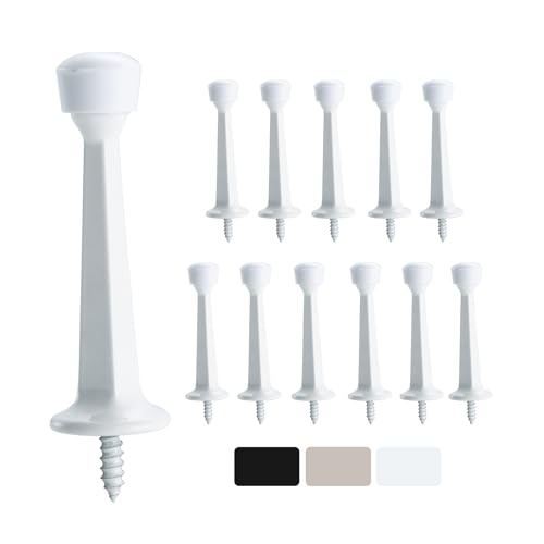 HOME MASTER HARDWARE 3" Door Stopper - 12-Pack Heavy Duty Solid Rigid Stop, w/Plastic Tip for Wall & Door Protection, White Finish - color: White, size: 12 Pack
