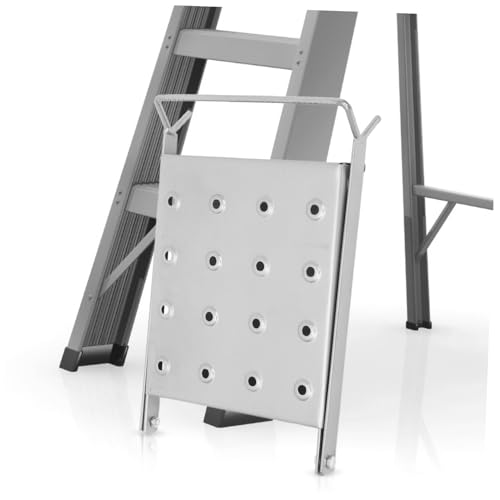 KALLORY Sturdy Iron Work Platform Ladder Tray Folding Platform for Extension Ladders Multi Use Tool Organizer Heavy Duty Construction for Versatile Tasks