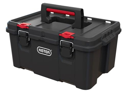 Keter Stack-n-Roll Modular Tools Organizer for Garage Storage and DIY, 3 Piece Resin Rolling Tool Box System for Small Parts, Black - size: 3PC System